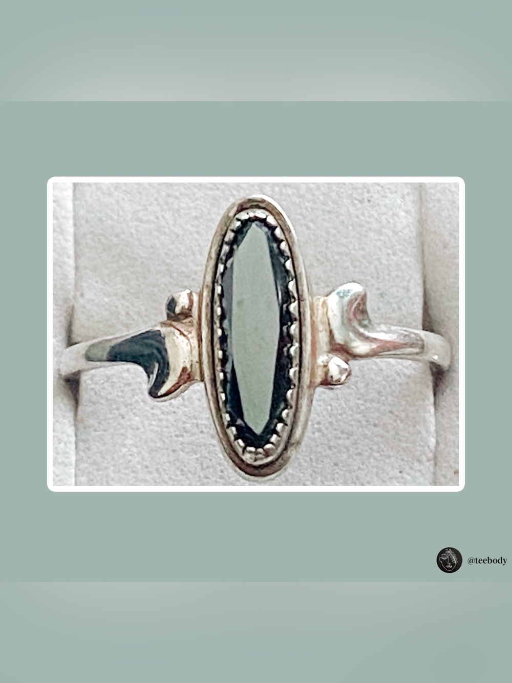 VTG NWOT WMCO Wheeler Sterling Silver Black Diamond Marquise Ring